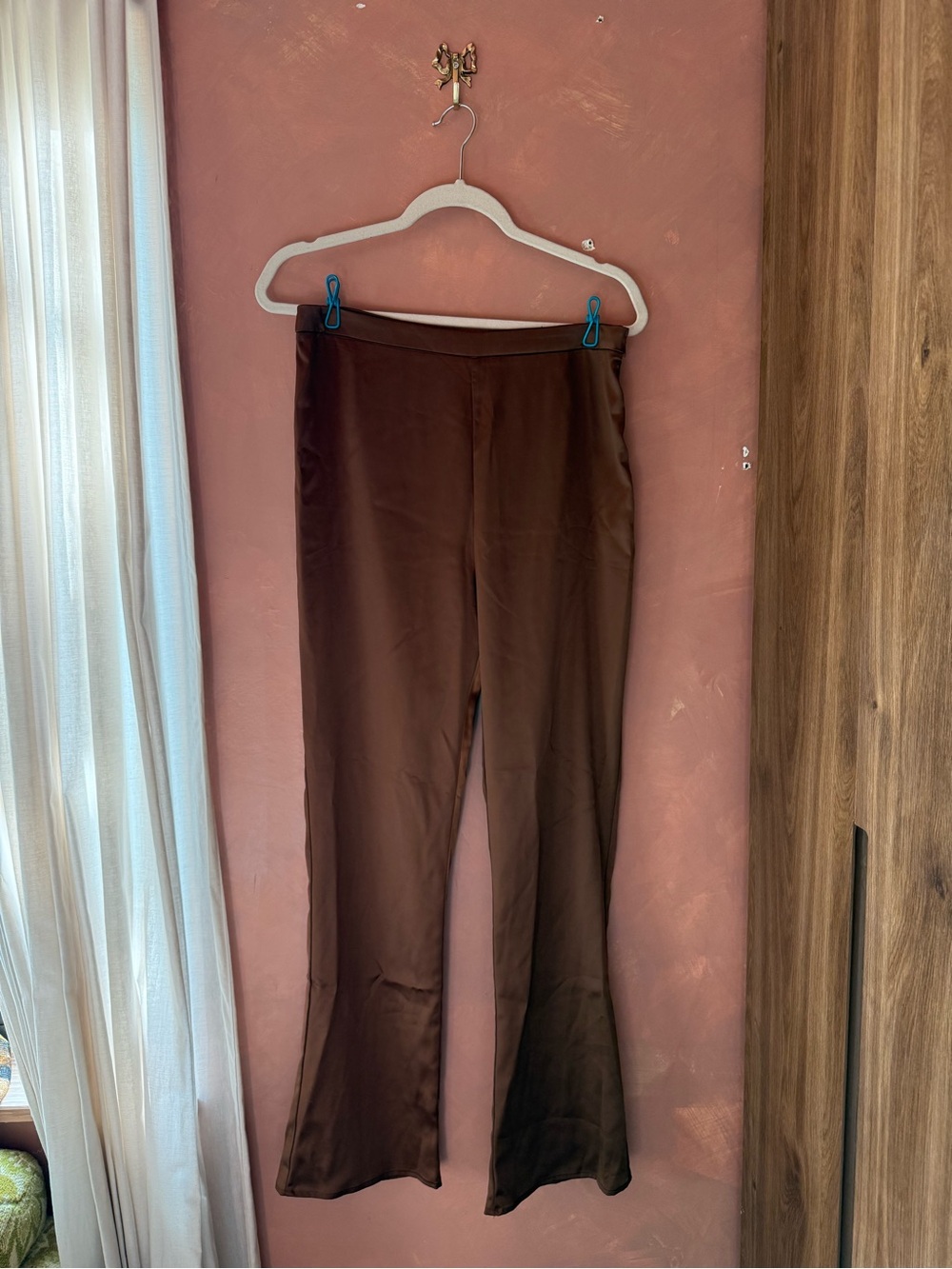 Fashion Nova Brown Satin Flared Pants